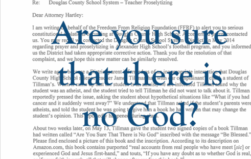 Atheists want Christian teacher fired